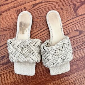 Lido Woven Raffia Flat Sandals